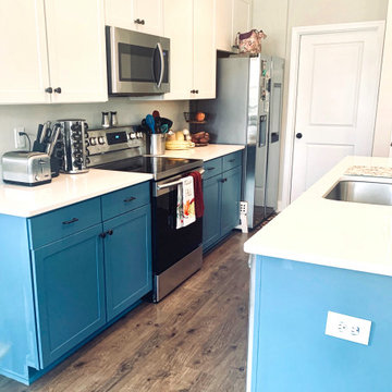 White and Blue Kitchen Cabinets