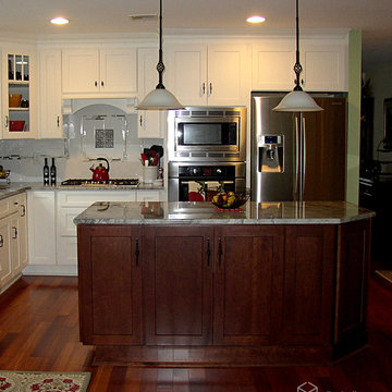 White and Cherry Kitchen Cabinets | Mission Cabinetry | CliqStudios