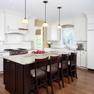 White and Cherry Transitional Style Kitchen