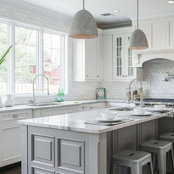 White and gray kitchen.