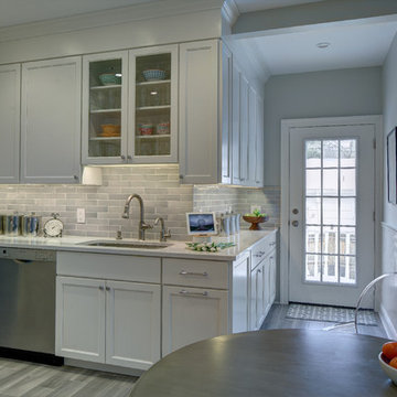 White & Gray Kitchen with Pops of Color