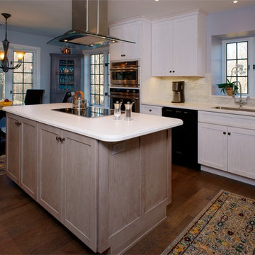 White and gray oak kitchen