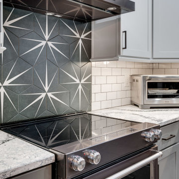 White & Grey Scandinavian Style Kitchen Design by Reico Kitchen & Bath