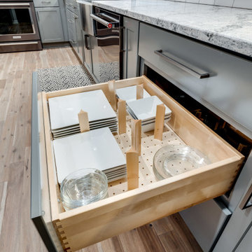 White & Grey Scandinavian Style Kitchen Design by Reico Kitchen & Bath