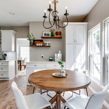 White and Grey Transitional Farmhouse Inspired Kitchen