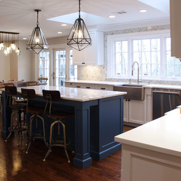 White and Navy Transitional Kitchen