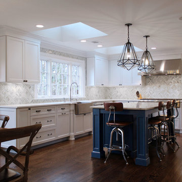 White and Navy Transitional Kitchen