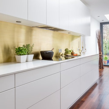 White and Polished Brass Kitchen