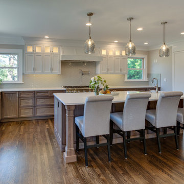 White and Walnut Farmhouse Kitchen - Portland