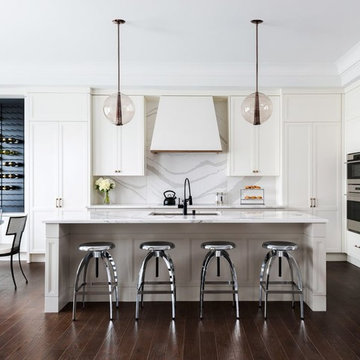 White, Black, Gold, and Grey Kitchen