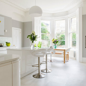 White but colourful kitchen