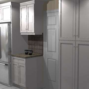 White cabinet kitchen remodel (rendering)