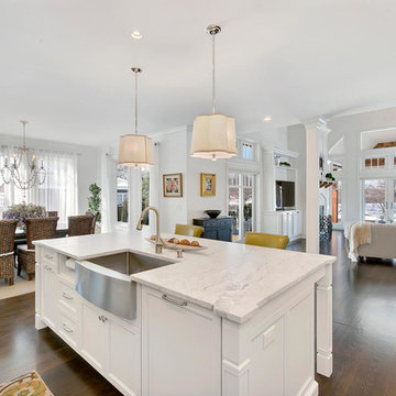 White Coastal Kitchen with Island