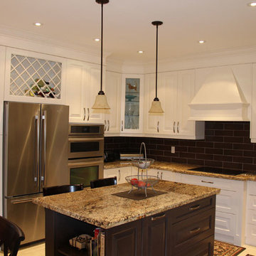 White Custom Kitchen Cabinets with Granite Countertop