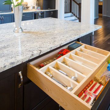White Full Overlay Kitchen with Alder Briarwood Island