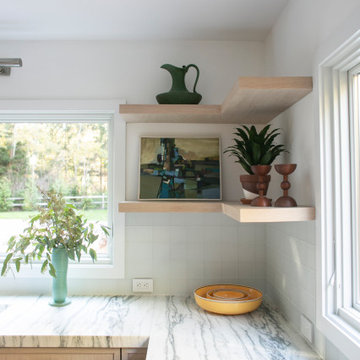 White Glass Tile Kitchen Backsplash