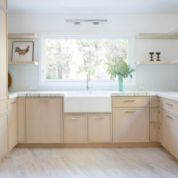 White Glass Tile Kitchen Backsplash