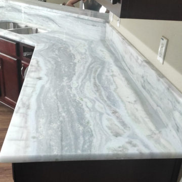White + Gray Quartzite Kitchen Countertops