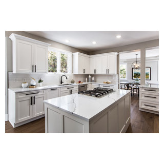 White kitchen. Arezzo Pental Quartz. Castle Pines CO