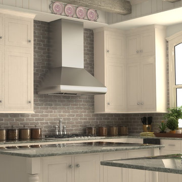 White kitchen featuring a ZLINE 587-RS Stainless Steel Range Hood