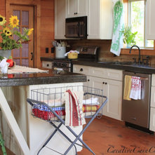 Traditional Kitchen White Kitchen in a Log Home