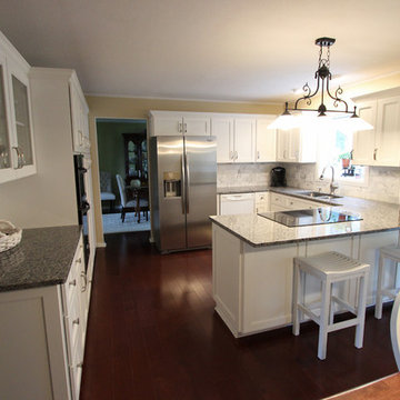 White Kitchen Refaced Cabinets with Gray Granite Countertops ~ Medina, OH