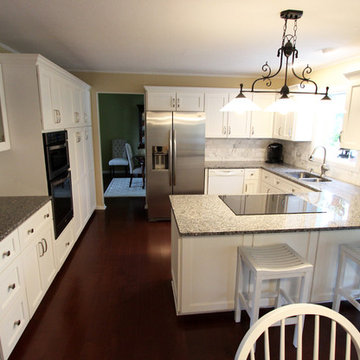 White Kitchen Refaced Cabinets with Gray Granite Countertops ~ Medina, OH