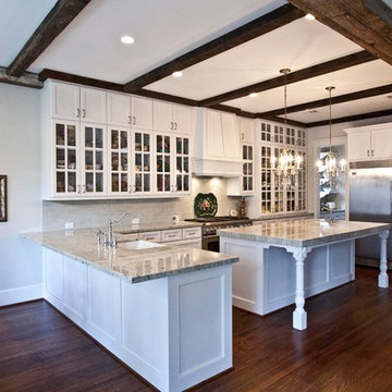 White Kitchen with Beamed Ceiling