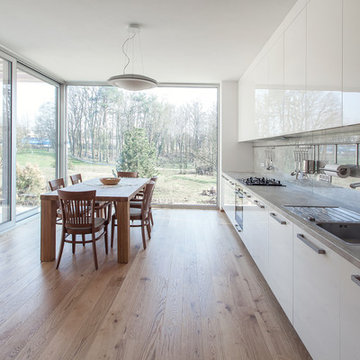 White kitchen with beautiful view