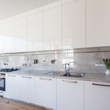 White kitchen with beautiful view