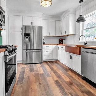 White Kitchen with Copper Farmhouse Sink