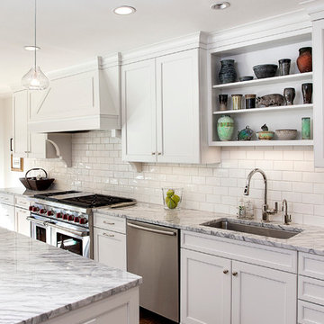 White Kitchen with Custom Canopy Hood