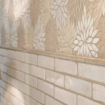 White Kitchen with Floral Tile Back Splash