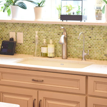 White Kitchen with Green Tile Backsplash (K-81)