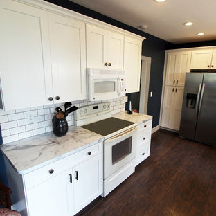 White Kitchen with Marble Look Laminate Countertop ~ Akron, OH