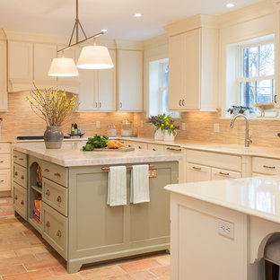 White Kitchen with Painted Green Island Renovation St. Louis, MO