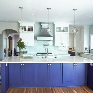White Kitchen with Purple Custom Island