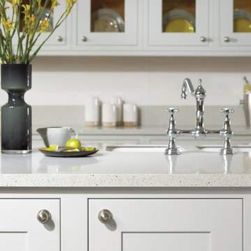 White Kitchen with recycled glass countertop
