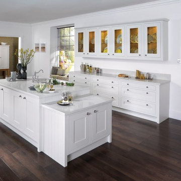 White Kitchen with recycled glass countertop