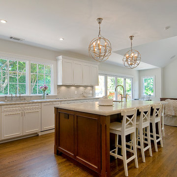 White Kitchen with Stained Island