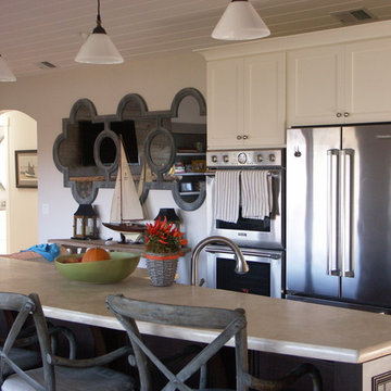White Kitchen with Stained Island