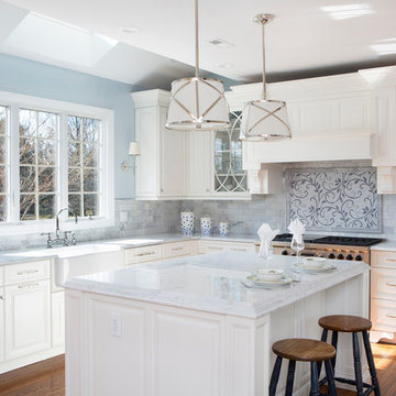 White Kitchen with Touches of Blue