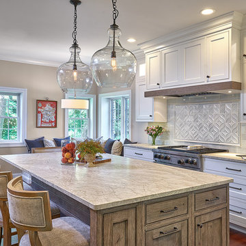 White kitchen with Unique Island