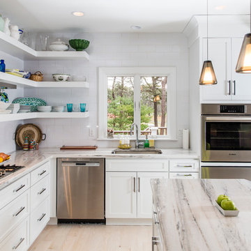 White Kitchens with Floating Shelves for Artist