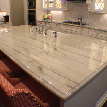 White Macaubas Quartzite Kitchen.
