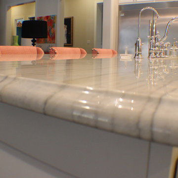 White Macaubas Quartzite Kitchen.