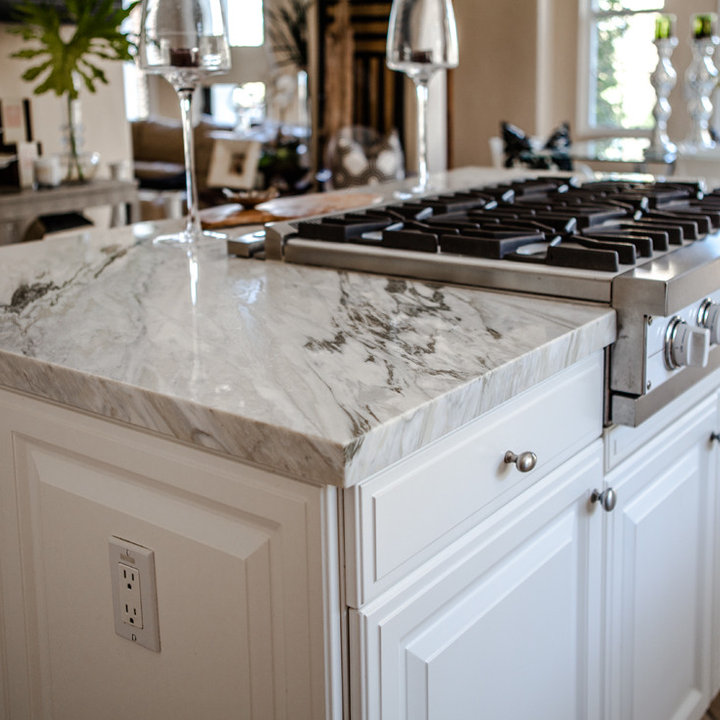 White Marble Island Houzz