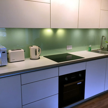 White modern plywood kitchen.