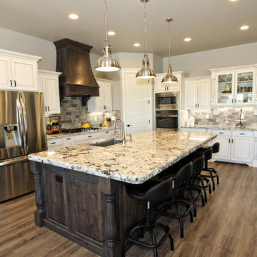 White Painted Kitchen with Knotty Alder Accents, Kimberly ID