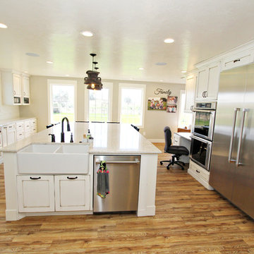 White Painted Poplar Farm House Kitchen